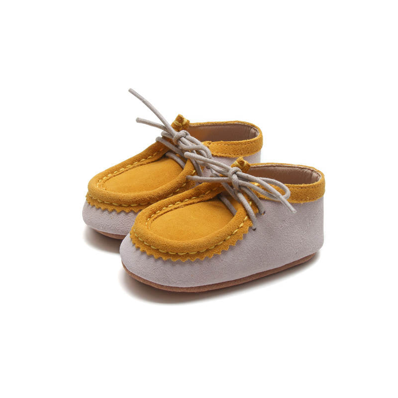 Mustard and white soft sole shoes for baby by Foot Buddy